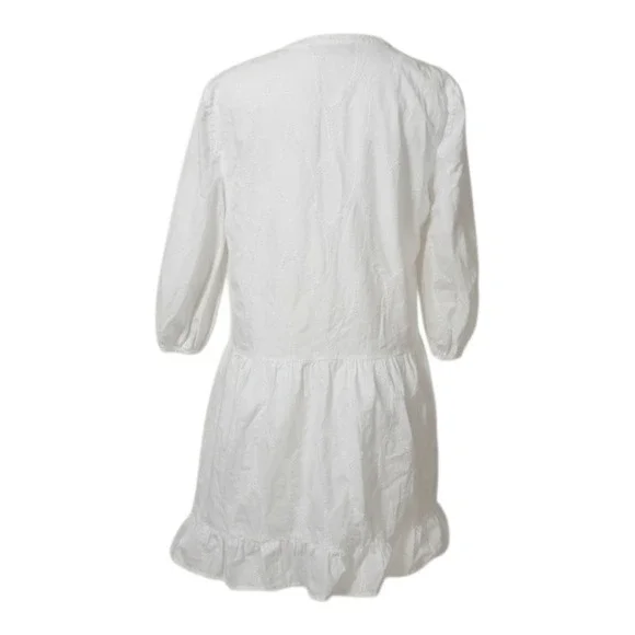 Karl Lagerfeld Paris Womens L White Cotton Embroidered Eiffel Tower Mini Dress - Picture 4 of 12